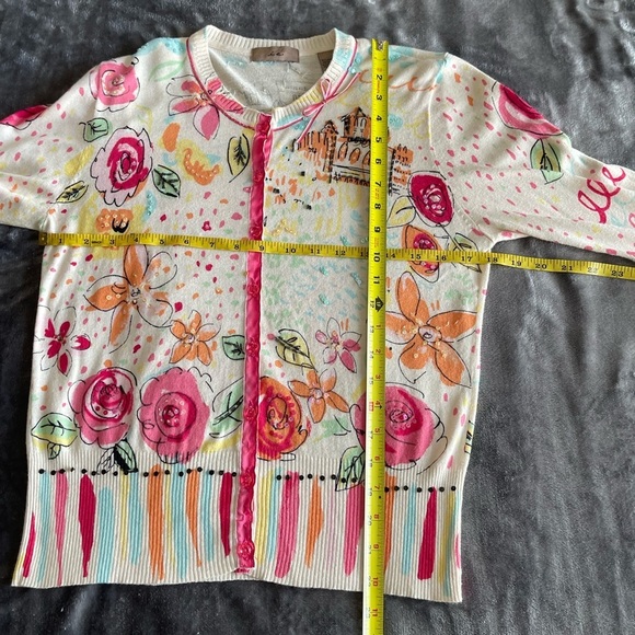 I.e. Cardigan Womens Floral Funky Button Up Cardigan Size M Colorful - Picture 11 of 14